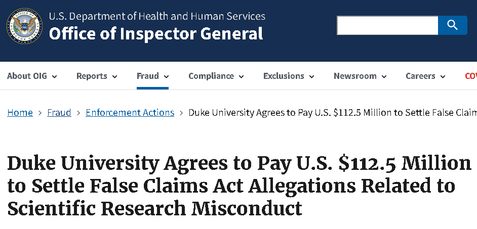 Duke agrees to pay $112 million to settle false claims related to scientific misconduct
